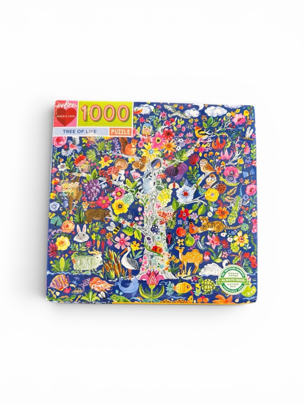 eeBoo “Tree of Life” 1000 Piece Puzzle Complete Colorful Floral Animal